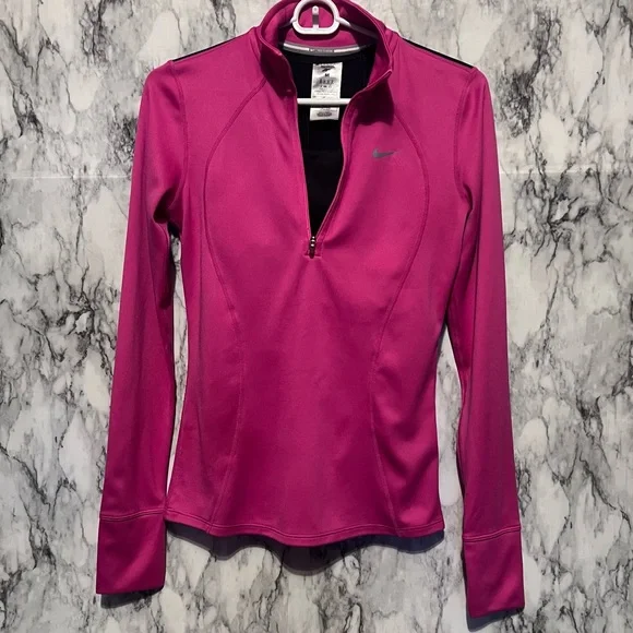 Dri-Fit Running Pullover Quarter Zip Pink & Black - Picture 2 of 8
